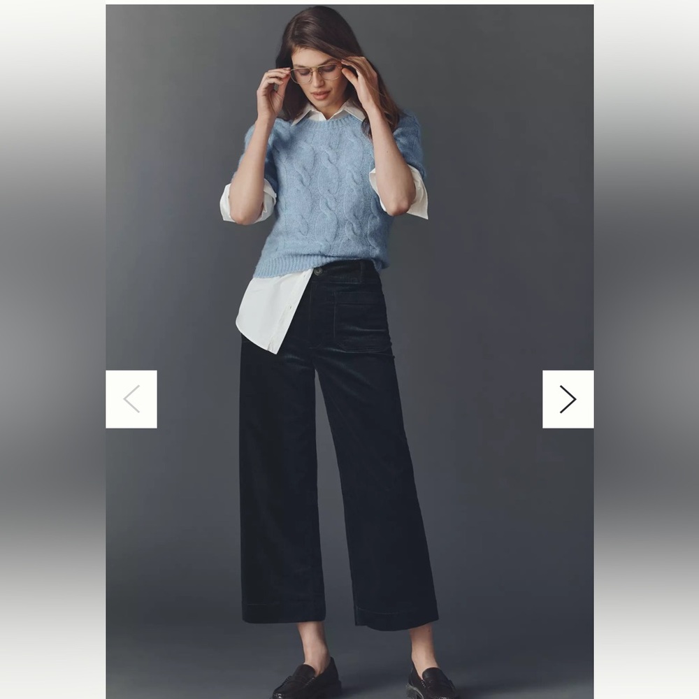NWT The Colette Bow Corduroy Crop Wide-Leg Pants by Maeve